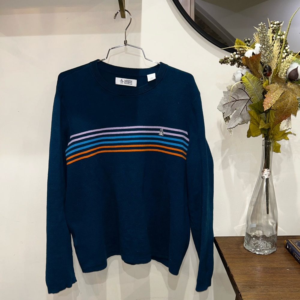 Original Penguin Men Blue Striped Sweater